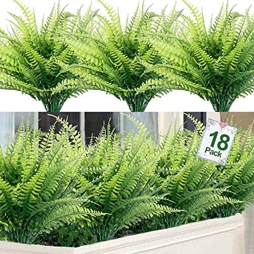 Scrounles 18 paketa umjetne biljke Ljetni dekor lažne biljke zelenilo Faux Biston Fern Fern na otvorenom
