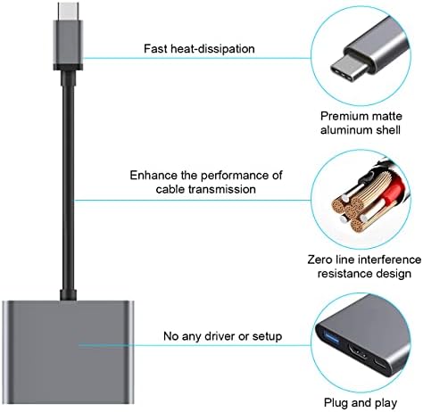 USB C do HDMI Multi-Port Adapter, digitalni AV Multi-Port Adapter sa 4K HDMI & amp; USB 3.0 & amp; 100w Tip