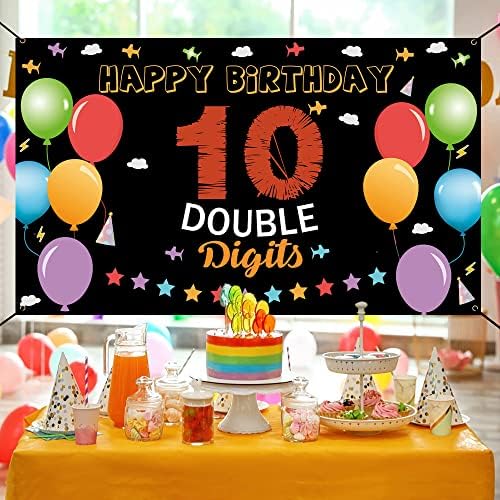 Baner za pozadinu za 10. rođendan, ukrasi za sretan 10. rođendan, djeca stara 10 godina dvocifreni dekor za rođendansku