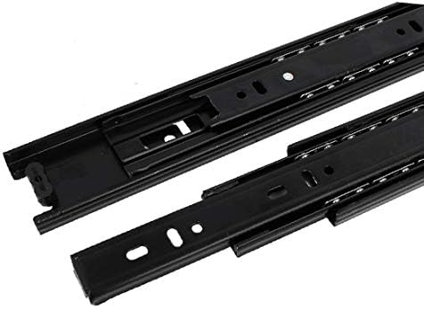 X-DREE 10 Dužina 42mm Širina 3-sekcija puna produžna ladica Slides Rail Crna 2kom (10 '' Longitud