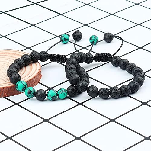 Ttndstore čakra crna lava perle narukvice prirodni kamen Turquoises Handmade Charm par udaljenost narukvica