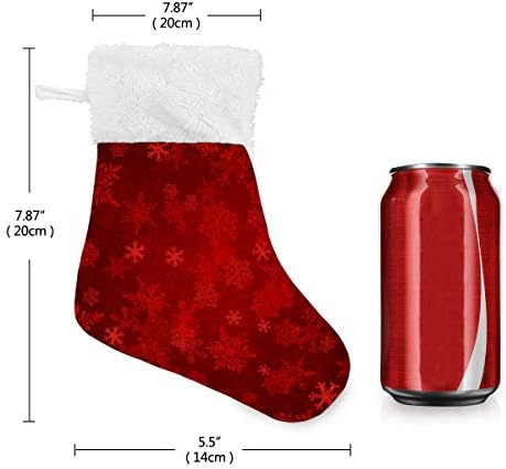 Alaza Božićne čarape Božićne snježne pahulje Crveni klasik Personalizirani mali ukrasi za porodičnu odmor
