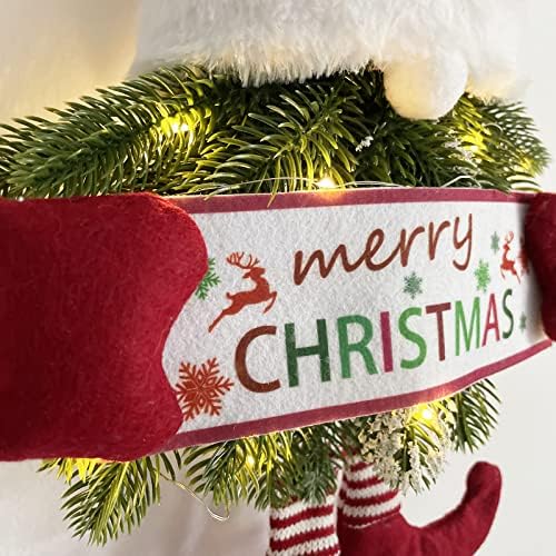 Jarocye sretan božićni vijenac sa LED svjetlima, vijenci dekoracija Santa Claus za ulazna vrata, božićni