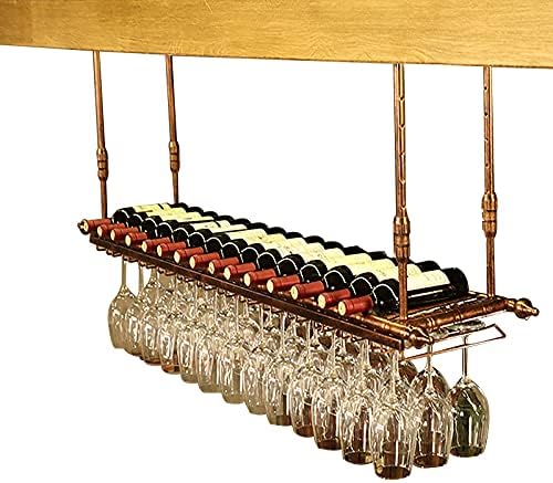 Aliaoforz stropna polica Rustikalni viseći nosači za vino, industrijski vintage metalni bar vinski