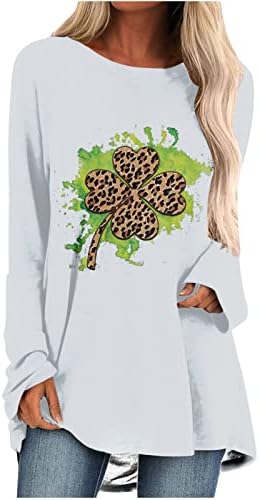 Ženska tunika vrhova St. Patrickov dan Shamrock Print majica s dugim rukavima Casual pulover
