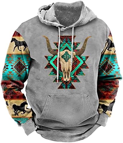 Saxigol Hoodies za muškarce Grafički dizajn Zapadni etnički geometrijski AZTEC pulover plus veličine kofer