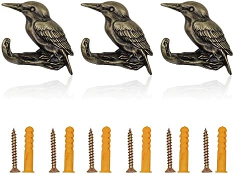 Aliwiner Zlatne brončane kuke za ptice viseće zidne kuke Podesite ukrasni zidni vješalica za ogrtač