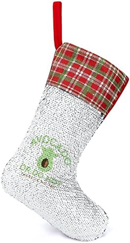 Avokado Slatka božićna čarapa sa blistavim blikovitim sredstvima Xmas Holiday Fireplace Mantle
