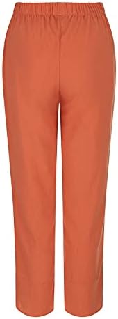 Pamučne lanene hlače ženske ljetne Ležerne kapri hlače s džepovima s visokim strukom udobne hlače