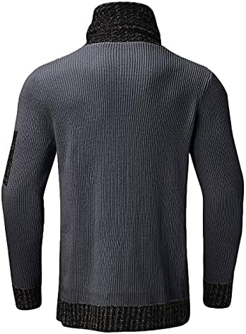 XZHDD Pleteni džemper za muške, šal visoke ovratnike Zimske kapulke pulover Turtleneck Patchwork casual tople
