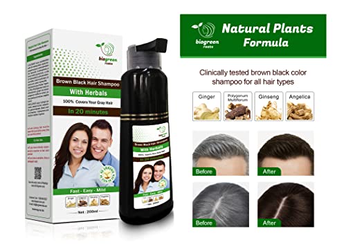 Biogreen Roots šampon - Smeđa Crna Boja kose Šampon sa biljnim biljkama-pokriva sijedu kosu za muškarce i