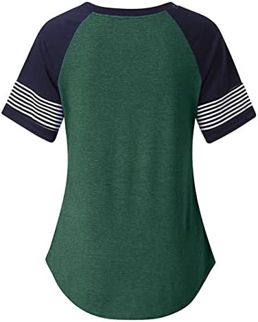 Ženske vrhove Dressy Casual Ljetne košulje 2023 Kratki rukav Crewneck Colorblock Pamuk Tees Loose