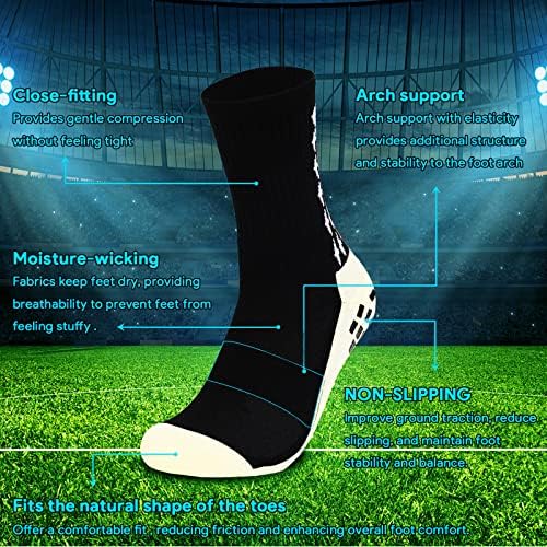 L04ayaby čarape za držanje nogometne muške atletske čarape neklizajuće Crew čarape za muškarce s