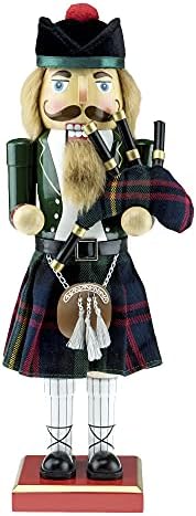 Sretan Božić Co. 14-Inčni Tradicionalni Drveni Orašar, Svečani Praznični Dekor Stola, Zeleni Škotski