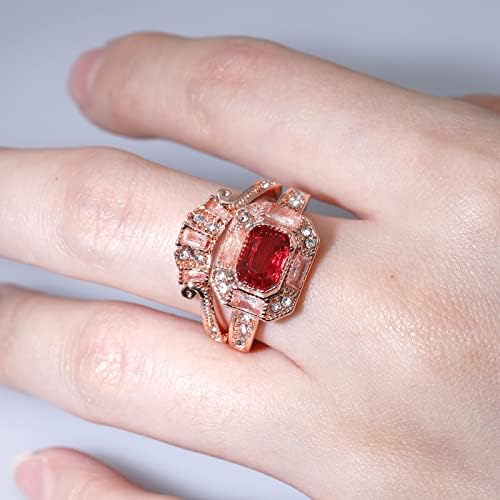 2023 Novi nakit krug cirkona za žene nakit crveni prsten svijetli modni kamen angažirani prstenovi