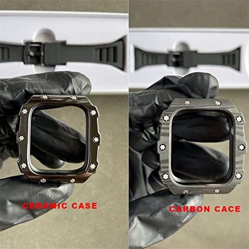 CNHKAU Carbon Fiber Futrola za Apple Watch Band Modifikacija 7 45mm 44mm 41mm Keramički okvir