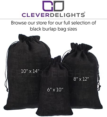 CleverDelights 10 x 14 crne vreće za Burlap - 10 pakovanje-vreće za vezice od jute