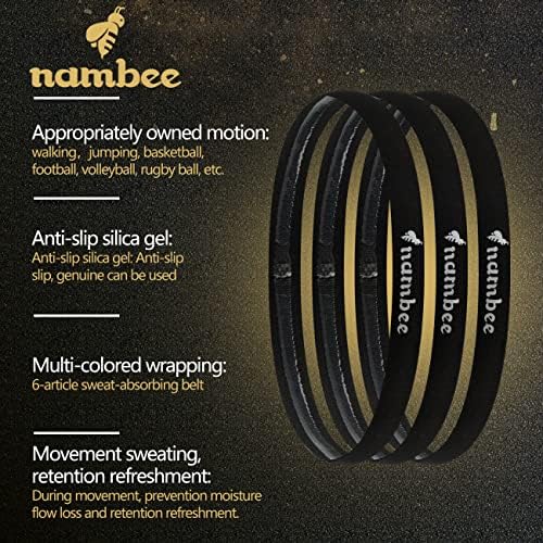 Nambee silikonska traka za kosu Mini traka za znoj 6 pakovanje, elastična silikonska vježba za