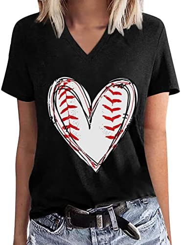 Plus size Žene vrhovi vrhova žena V izrez Casual bejzbol Print kratkih rukava majica plus moda za žene