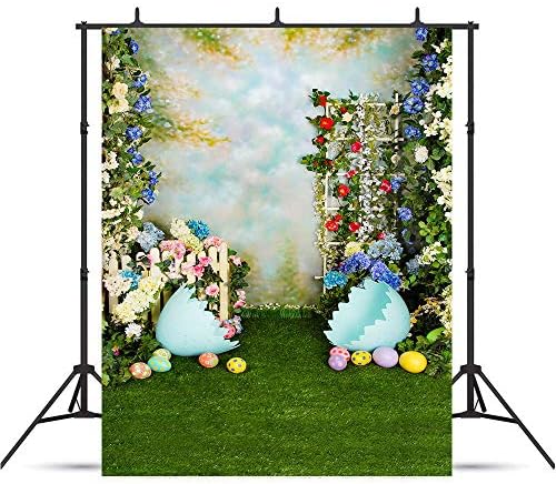 5x7ft proljeće Uskršnje Pozadine za fotografiju zec šarena jaja cvijet drvena zidna trava pozadina