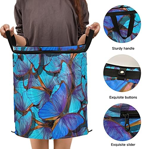 Svijetli plavi leptiri pop-up rublje koči sa poklopcem sklopiva košara za spremanje za pranje rublja