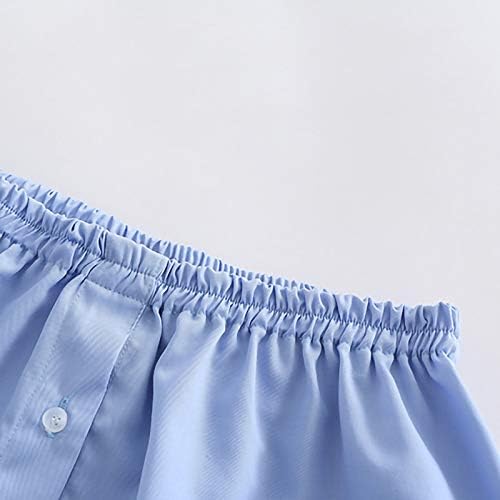 Liuguoo Ženska kratka mini suknja Košulja Extender Podesivi gumb za polaganje prugaste polovine suknje