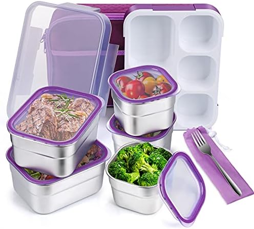Dacool Nerđajući čelik Kids Bento kutija za ručak nepropusna za BPA-besplatan školski ručak kontejner 5-pretinac