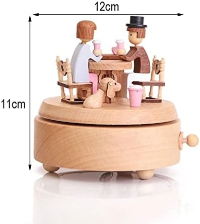 Debeli rođendanski poklon Drveni rotirajući sat muzički box ručno izrađeni drveni sanduk za obrt na doma