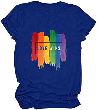 Crewneck Tees za Teen Girls Jesen Ljeto Kratki rukav Rainbow Love Lover Graphic Casual Bluzes Košulje