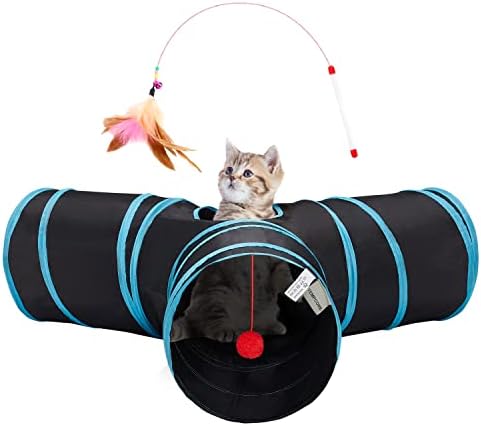 Tempcore Pet Cat tunelska cijev za mačke igračke za mačke 3 puta sklopivi, tuneli za mačke za mačke u zatvorenom,