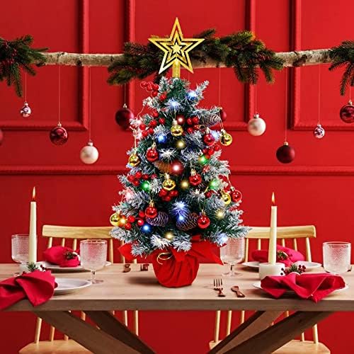 Fayavoo mini božićno drvce, veštački stol od 24 inča 50 LED svjetla, tablica malih Xmas stablo sa božićnim