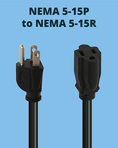 Lightkiwi 1FT dodatni kabel, 6-pakovanje, 14AWG SJTW kratki produžni kabel, 15A 125V 1875W, 3 PRONG POWER