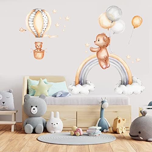 Slatka crtani balon medvjeda zidna naljepnica, zrak balon dugih medvjeda zidne naljepnice, kore i štapić