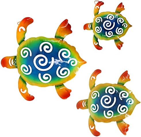 Homokus Sea kornjača Zidni dekor, 3 kom. Metalna kornjača zidna kornjača korčani zidni dekor, morska kornjača