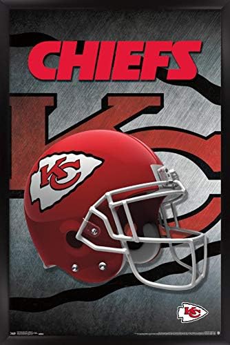 Trendovi International NFL Kansas City Chiefs-kaciga 16 zidni Poster, 22.375& 34; x 34& 34;, Crna uokvirena
