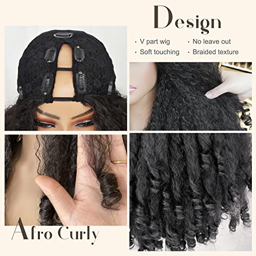 Novi Afro Curly V deo perika Sintetička pletena tekstura kose sa jedinstvenim Bouncy Curls na kraju 20 inčni