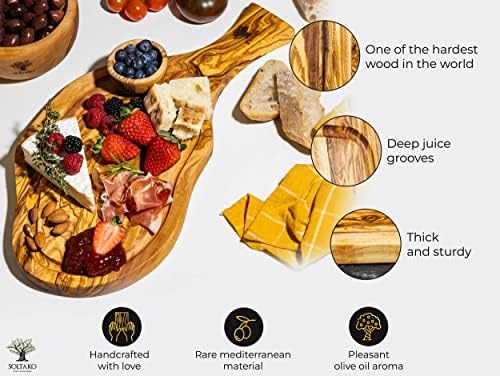 Soltako daska za sečenje maslinovog drveta, velika daska za sir, ručno rađeni tanjir za serviranje, drvena