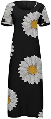 NYYBW kratka haljina boemijski dnevnik maxi print rukave casual vrat vintage okrugla ženska ženska