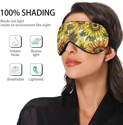 Unisex Sleep maska ​​za spavanje Vintage-suncokretov-farmi-tisak za spavanje Sleep Maska Komforni naslon