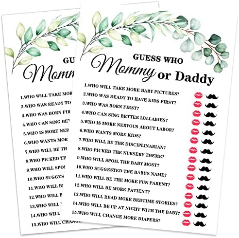 Karte za tuširanje za bebe, zelena tema mama ili tata Game karta za zabavu za bebe, smiješne ledene