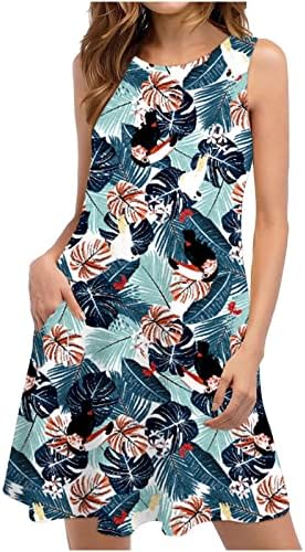Ljetne haljine za žene 2023 plaža cvjetna majica sandurs casual džepovi Boho tenk haljina