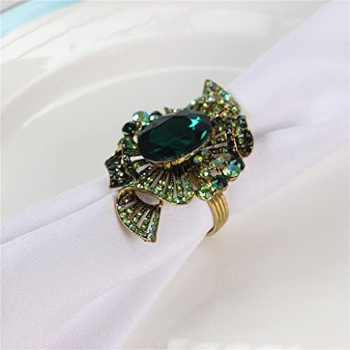 N / A 12 Nordic Style Smaragd New Salvening Ring Cinc Legura Diamond Cvjetna salveta kopče