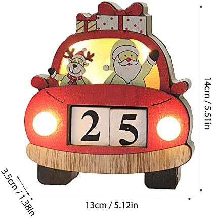Ukrasi kalendar i kreativni drveni Božić ukrasi ukrasi automobil sa lampicama Božić Home Decor papir viseći