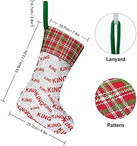 Chess King Sequin Božićne čarape Reverzibilna boja Promjena čarobnih zaliha za Xmas Tree Kamin Viseći