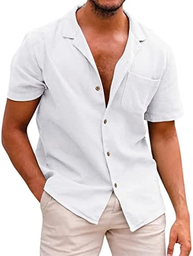 Zdfer Havajska majica za muškarce, ljetne casual labave vrhove kratkih rukava pamučna posteljina