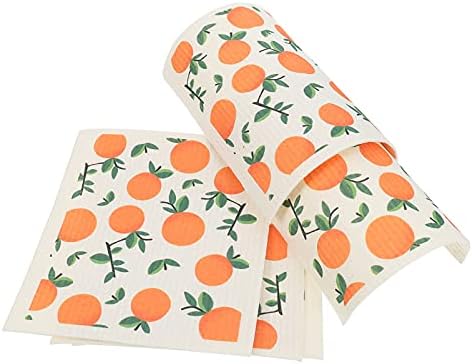 Čišćenje doitoola 5pcs Kuhinjski ručnik za suđe za višekratnu pamučnu posudu s narančastim dizajnom