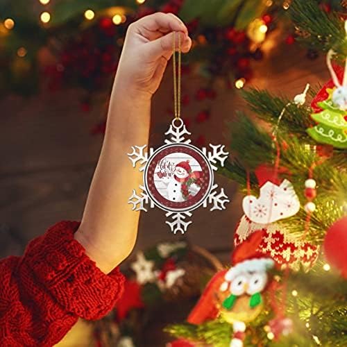 Snjegović Božić Tree Ornament Let It Snow Snowman Božić Dekoracije Poklon Zvijezde Vintage Red Metal Snowflake