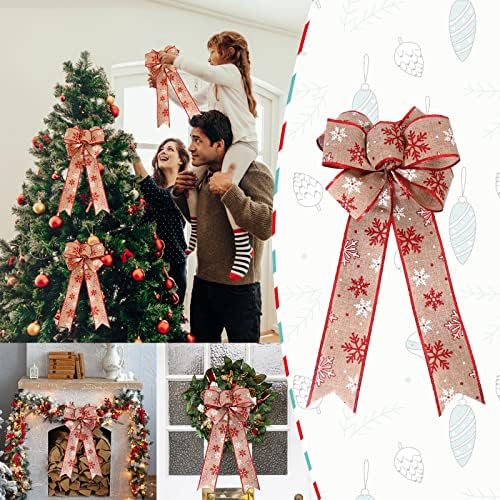 Božićne dekore na otvorenom 43cm Veliko božićno drvce gornji šešir luk baršunaste vijenac luk sa sjajnim