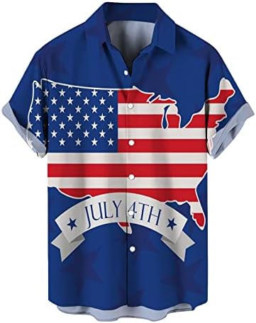 Ljetne muške majice Dan nezavisnosti Zastava 3D Štampana kardigan casual majica kratkih rukava ovratnik