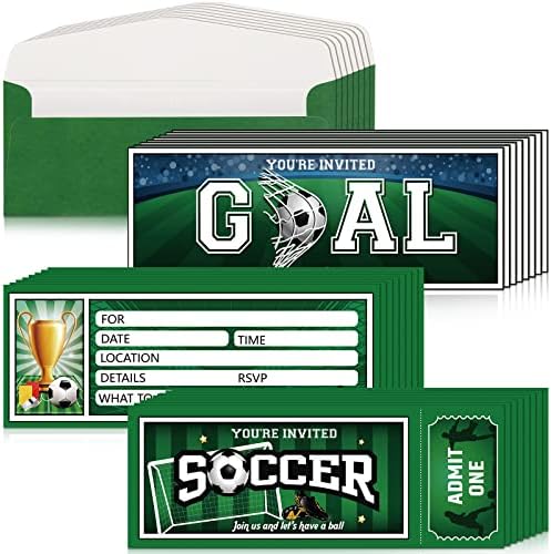 Fuutreo 50 komada Soccer Rođendani s kovertama Sportske tematske nogometne zabave Pozvolje Rođendan Poziv